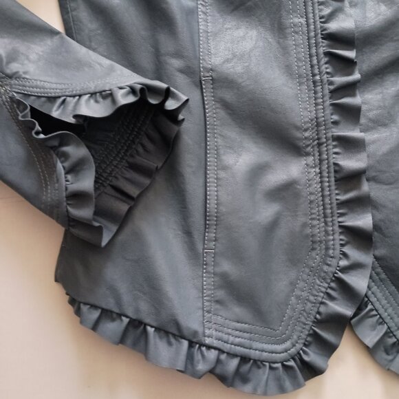 Hot in Hollywood Vegan Leather Blue Short Baddie  Jacket Women’s Size S NWT - Picture 8 of 16